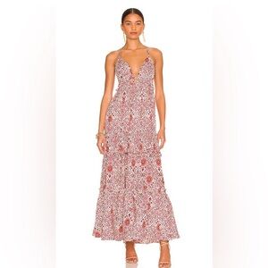 Vineyard Vines Red and White Tiered Paisley Maxi Sundress